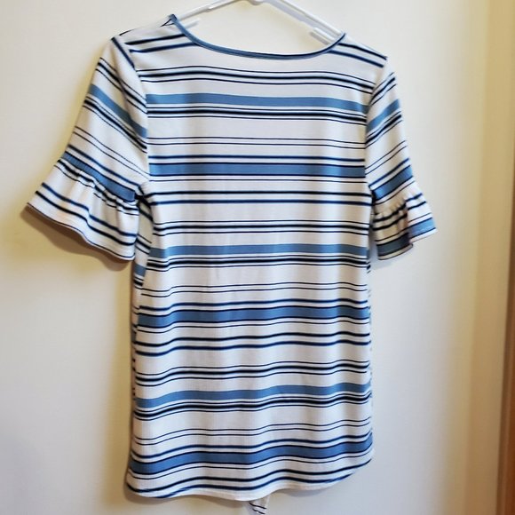 LC Lauren Conrad Blue & White Striped Tie-Front Shirt Size Small - Picture 13 of 15